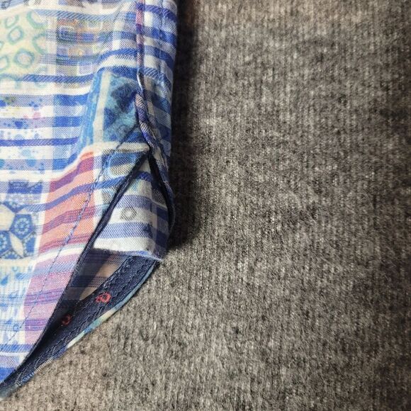 Luchiano Visconti Mens Shirt Size M  Square Blue Colorful Long Sleeve - Picture 6 of 12